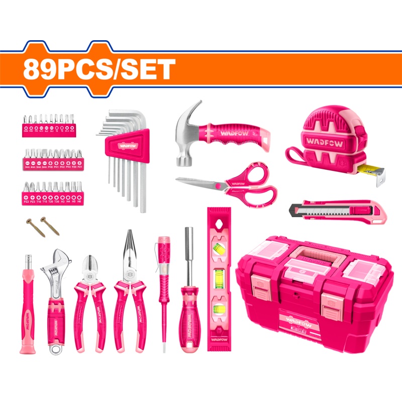 WADFOW 89 Pcs Pink Hand Tools Set - WHS3B89