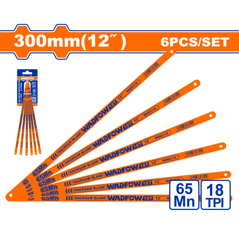 WADFOW Hacksaw blade set 6pcs 18T- 300mm/12" - WHB2118