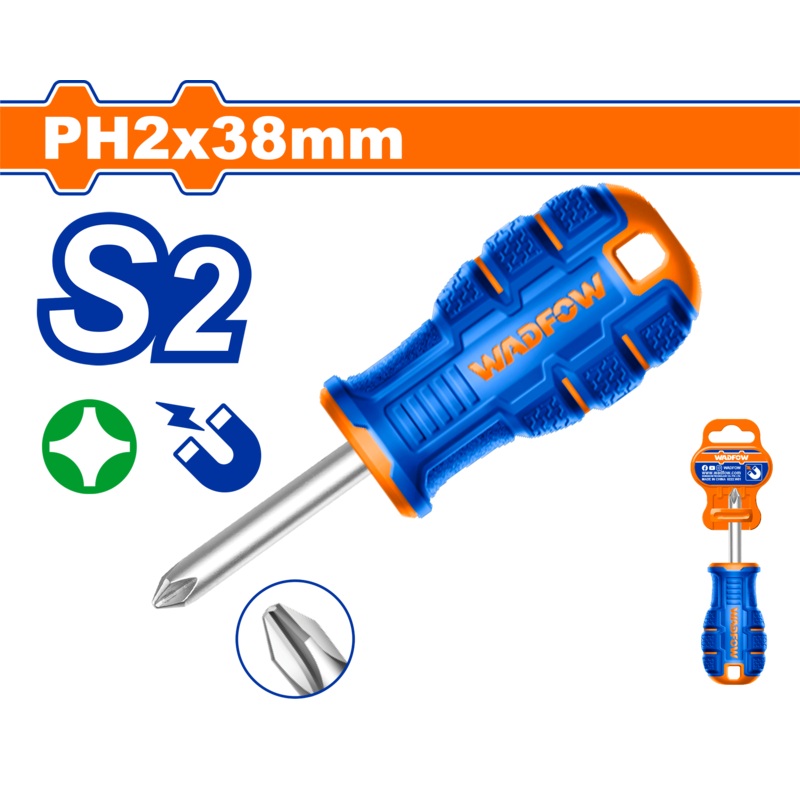 Wadfow Phillips screwdriver  PH2(magnetic) x 38mm-WSDB221