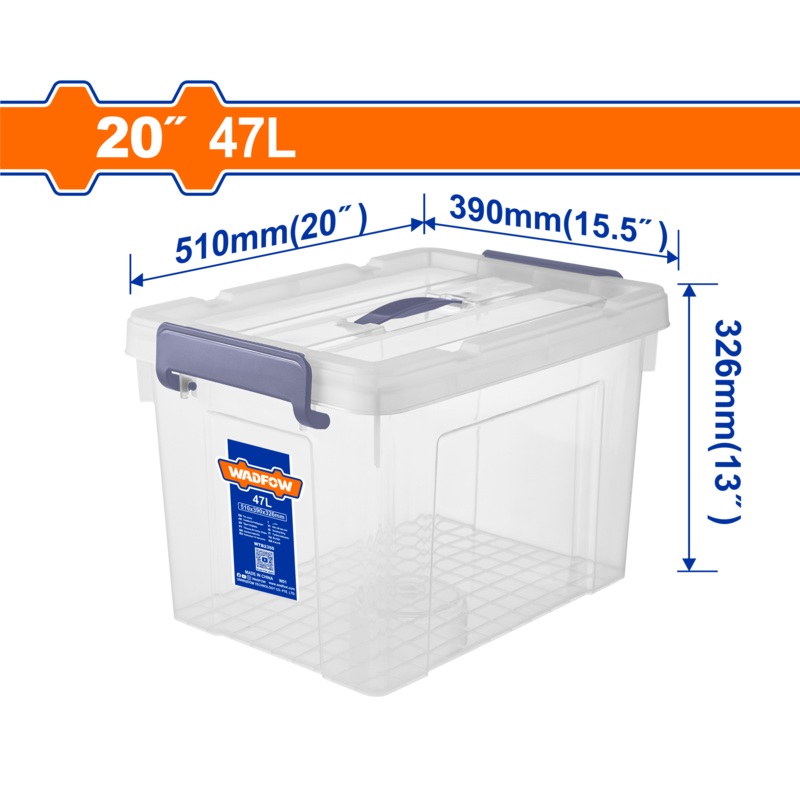 Wadfow Plastic storage box 20" 47L -WTB2350