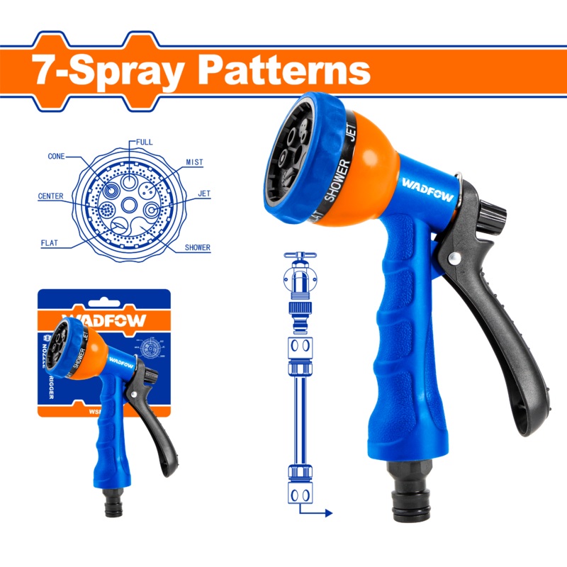 Wadfow Plastic trigger nozzle 7-spray patterns-WSN1E07