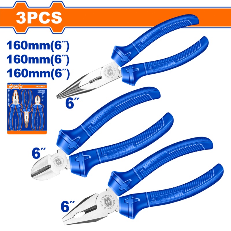 Wadfow3 Pcs pliers set, 6 inches, 160 ml-WPS0623
