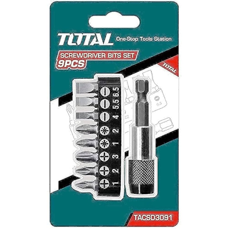 Total tools 9 Pcs screwdriver bits + bit holder set - TACSD3091