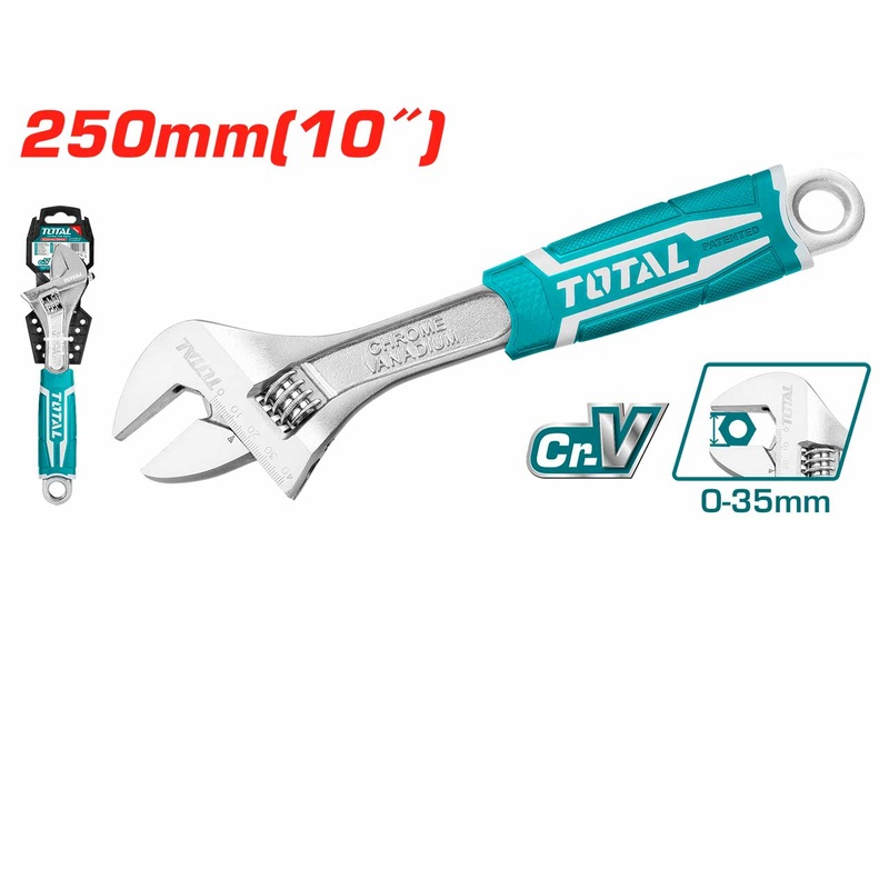 Total tools Adjustable wrench 10" with  rubber handle - THT101106
