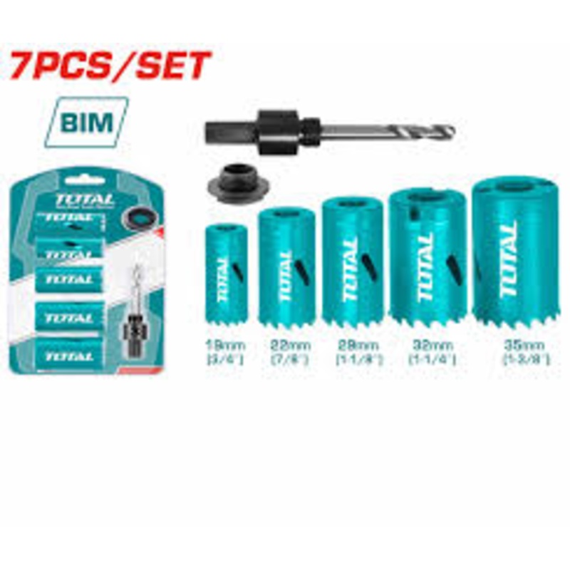 Total tools Bi-metal hole saw set 7 pcs 19 : 35 mm -TACSH1071