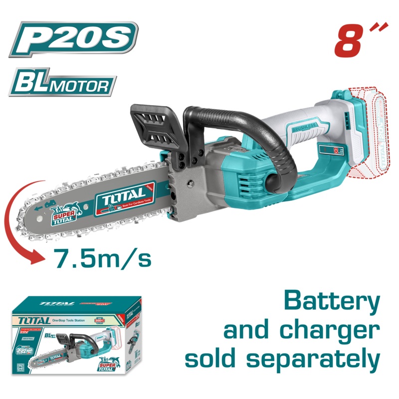 Total tools Cordless Brushless chain saw 20 volt - 20 " without battery and charger  - TGSLI2085