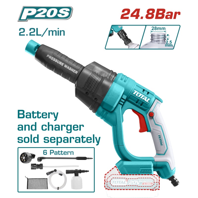 Total Tools Lithium-ion pressure washer 20V Without Battery And Charger-TPWLI2008
