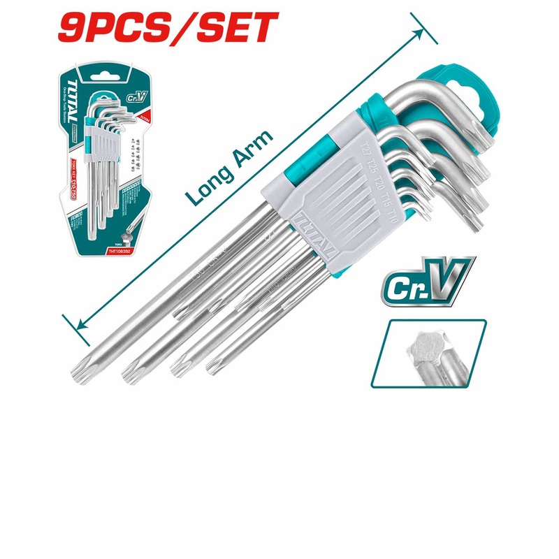 Total tools torex  long allen key 9 pcs T10 : T50 - THT106392