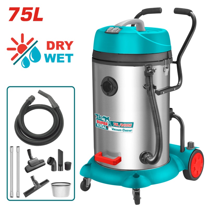Total Tools Vacuum cleaner Wet and dry cleaning 2400W -75L-Tvc24751