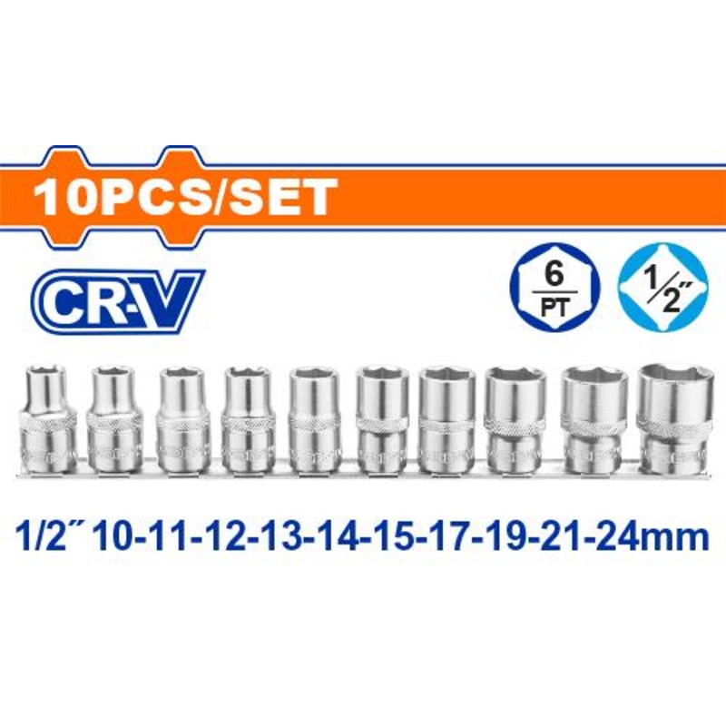 WADFOW 10 Pcs 1/2" socket set - WST2410