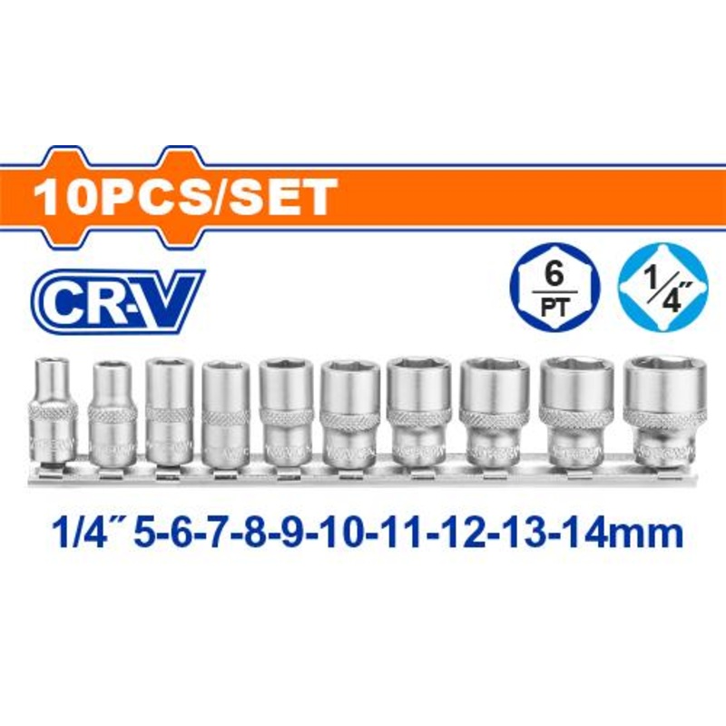 WADFOW 10 Pcs 1/4" socket set - WST4410