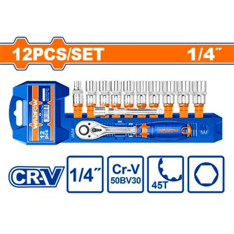 WADFOW 12 Pcs 1/4" socket set - WST4212