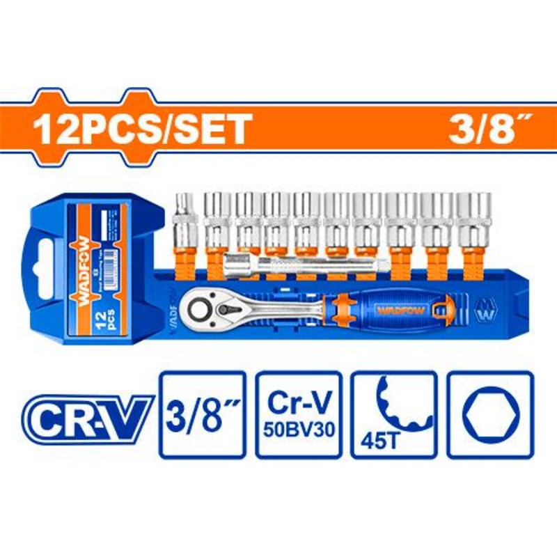 WADFOW 12 Pcs 3/8" socket set - WST3212