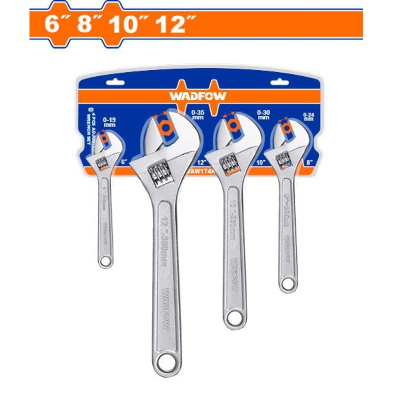 WADFOW Adjustable wrench set 4 Pcs - WAW174K