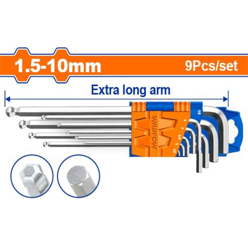 WADFOW Ball point hex key 9 pieces1.5 to 10mm - WHK2292