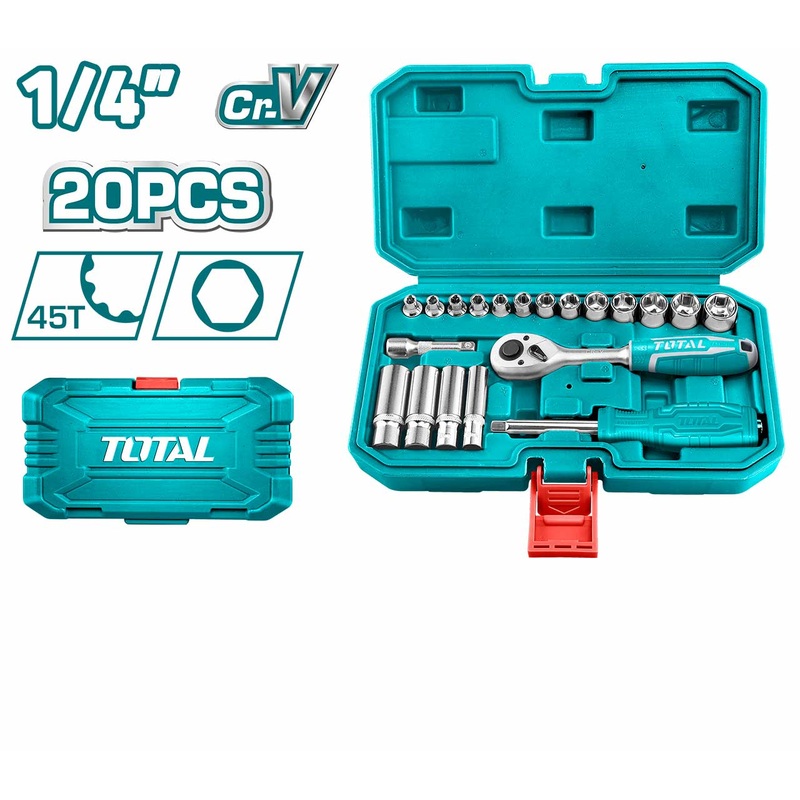 TOTAL TOOLS 20 Pcs 1/4" socket set-THT141201