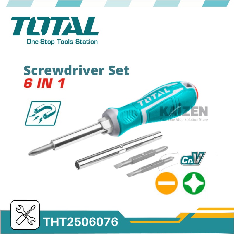 TOTAL TOOLS 6 IN 1 Slotted and Phillips Screwdriver set - THT2506076