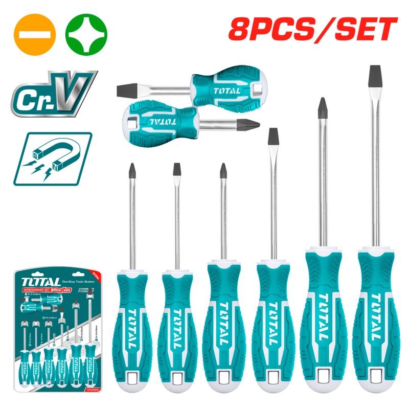 TOTAL TOOLS 8Pcs screwdriver set  - THT250608