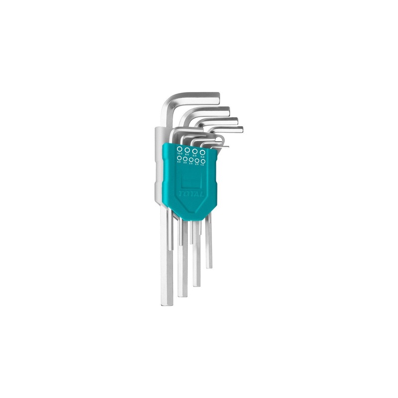 TOTAL TOOLS 9pcs Hex key Long arm from size 1.5 to 10mm - THT106191