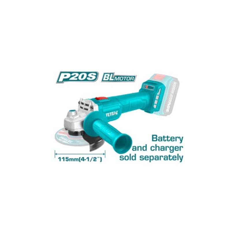 Total Tools Lithium ion Angle grinder 20 voltage 4.5 Inch without Battery and Charger -TAGLI20157