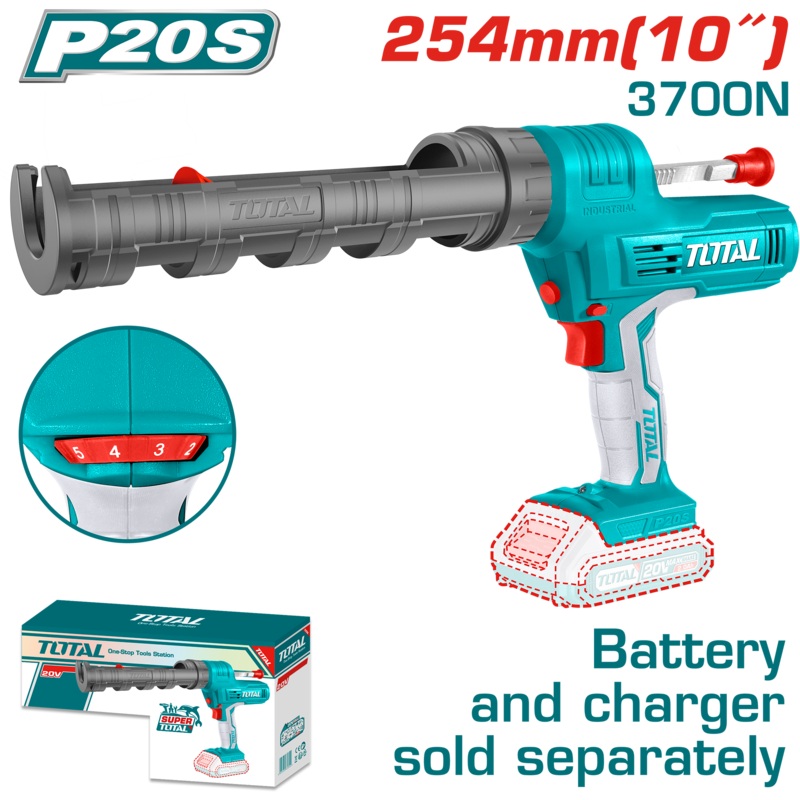 TOTAL TOOLS Lithium-ion Caulking gun 20V Without Battery and Charger-TCGLI2001