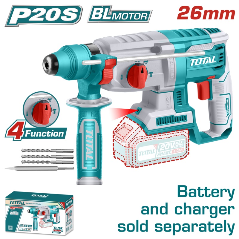 Total Tools Lithium-Ion Rotary hammer Brushless motor 20V Without Battery and charger-TRHLI20228
