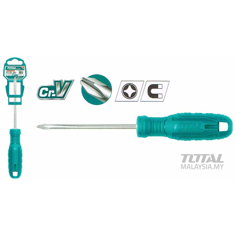 TOTAL TOOLS Phillips Screwdriver 5mm X 100mm with plastic handle - THTDC2246