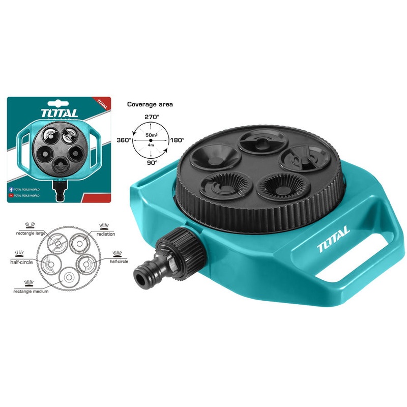 TOTAL TOOLS Plastic turret sprinkler 5 patterns-160g-THPS63022