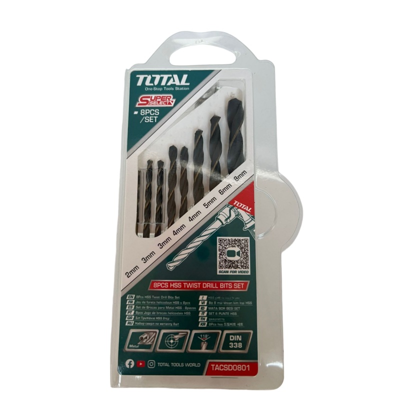 TOTAL TOOLS 8 Pcs HSS twist drill bits set - TACSD0801