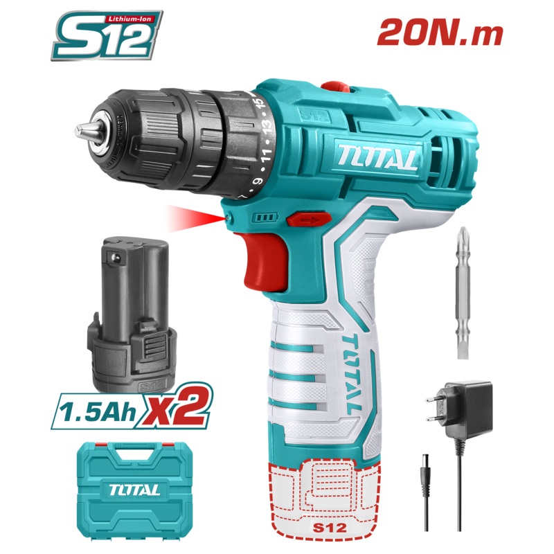 TOTAL TOOLS Lithium-ion cordless drill 12V- TDLI12208
