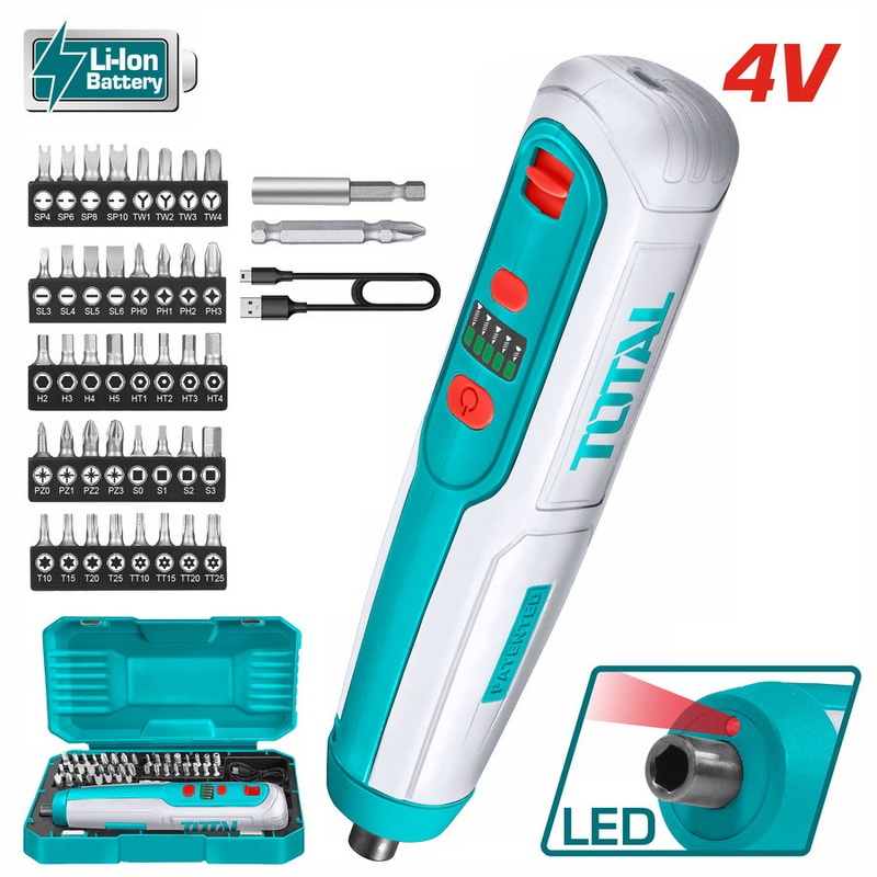 TOTAL TOOLS Lithium-ion cordless screwdriver 4V - TSDLI0403