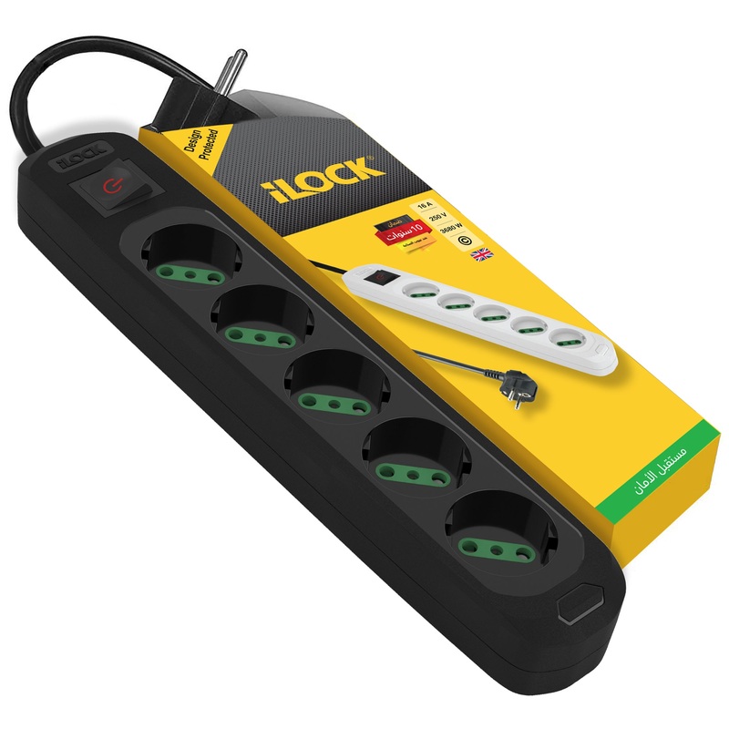 Power Strip with 5 Outlets  3 Meters Model: ILOCK-SCHUCO-5PLUG POWER DISTRIBUTOR-3M
