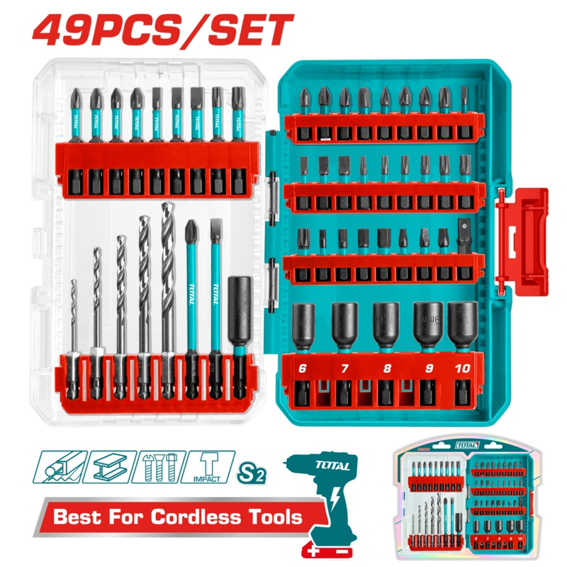 Total tools 49 Pcs impact screwdriver bits + drill bits set - TACSDL24906