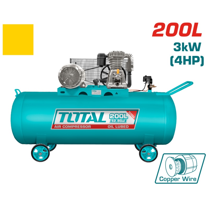 Total tools Air compressor 200 Ltr. , 4 HP - Copper wire- TC1402002