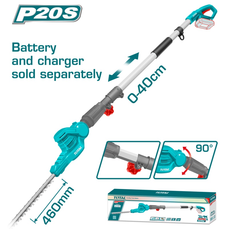 Total tools Cordless pole hedge trimmer 20V without Battery and charger - TPHT201601