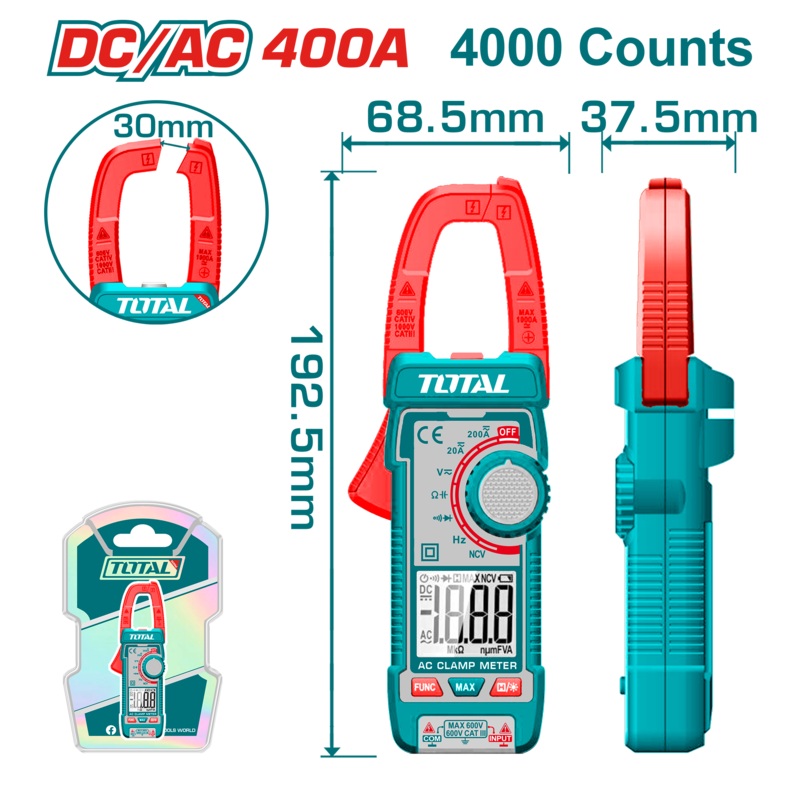 Total tools Digital DC/AC clamp meter 400 Ah.- TMT762002
