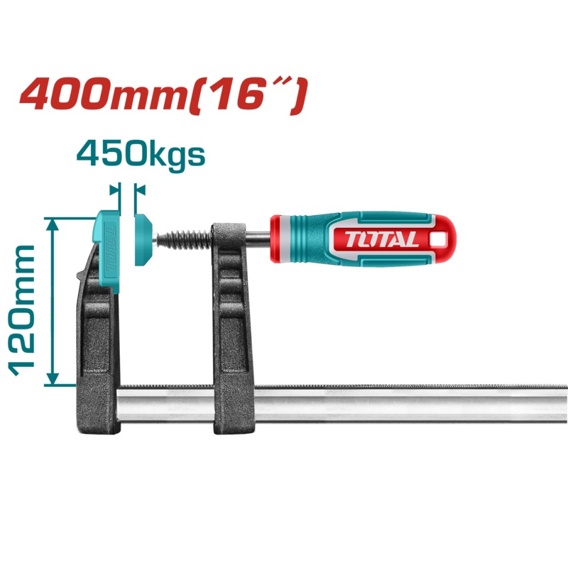 Total tools F clamp with plastic handle 400120mm - THT1321202