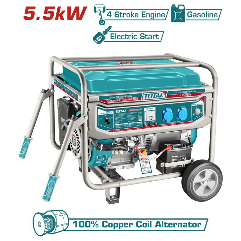 Total tools Gasoline generator 5.5 kW , 220 V - TP155001