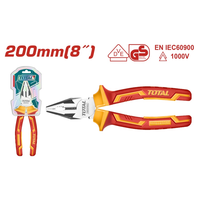 Total tools Insulated combination pliers 1000 V , 8 inch - THTIP2181