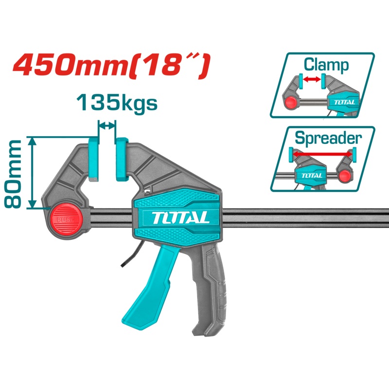 Total tools Quick bar clamp 18 inch (450 mm) - THT1346801