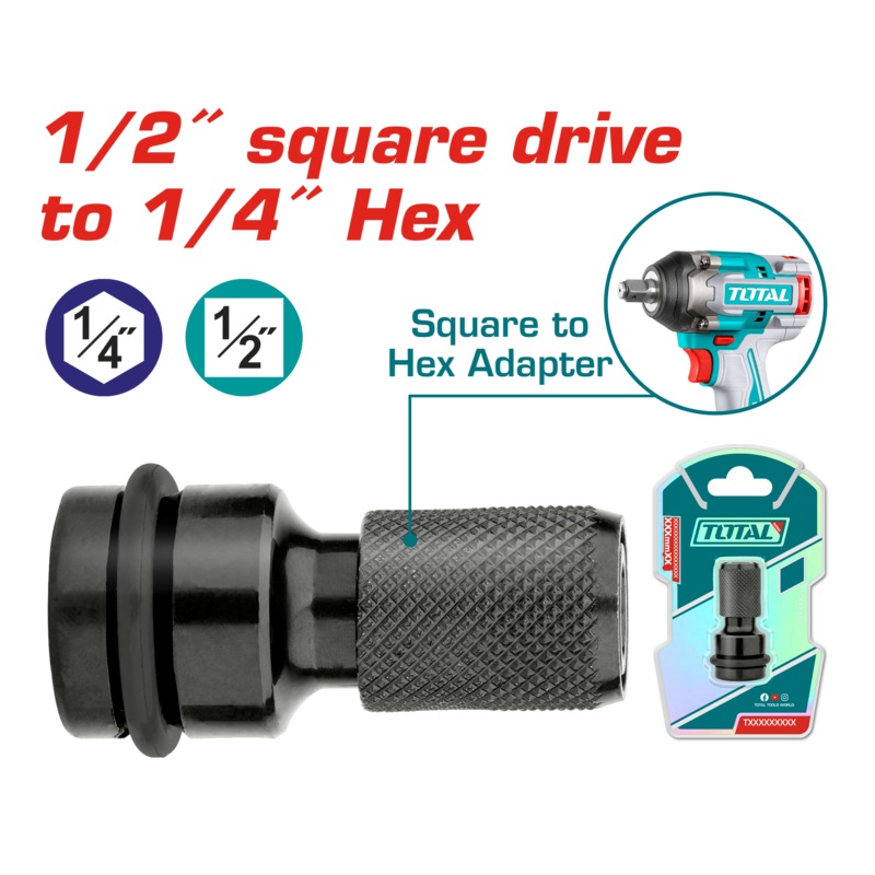 Total tools Square 1/2 " to Hex 1/4 " Adapter - TAC60501